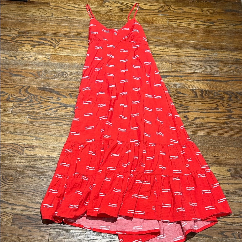 Gorgeous Red Maxi Dress with White Pattern